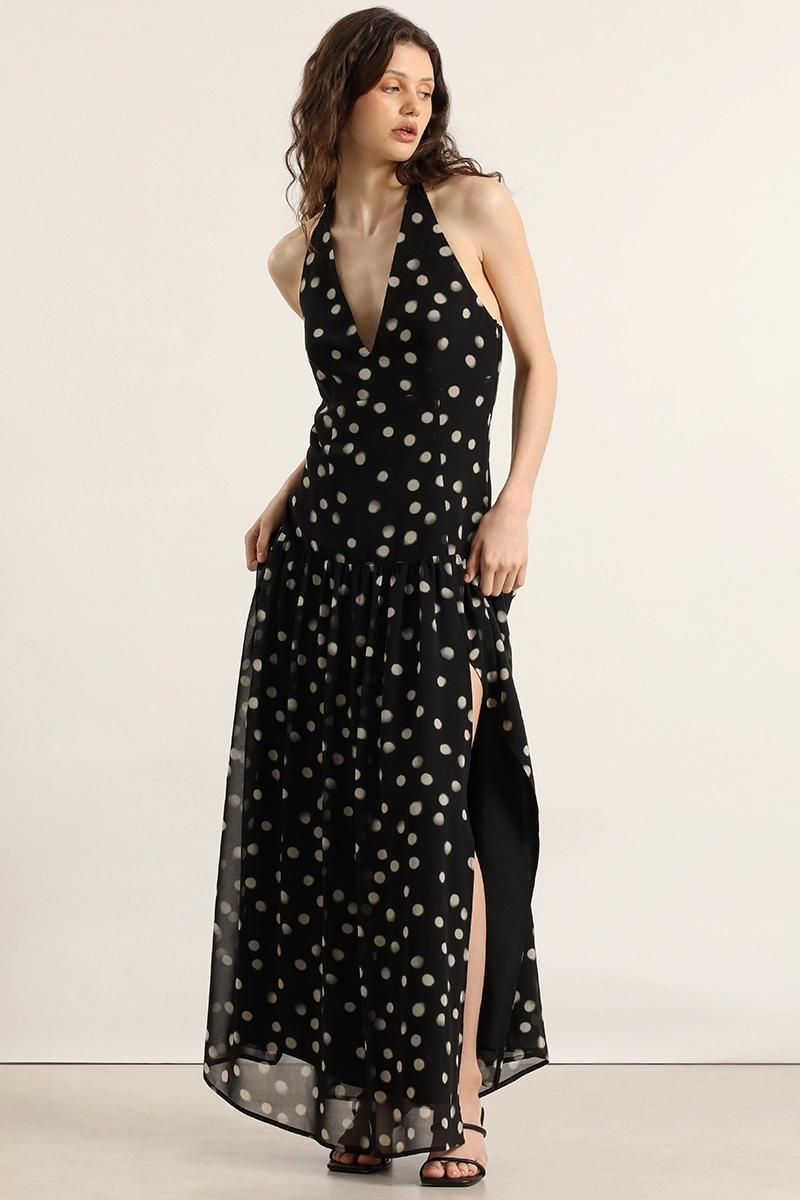 VESTIDO MAXI, LUNARES, NEGRO LIOLA - 1