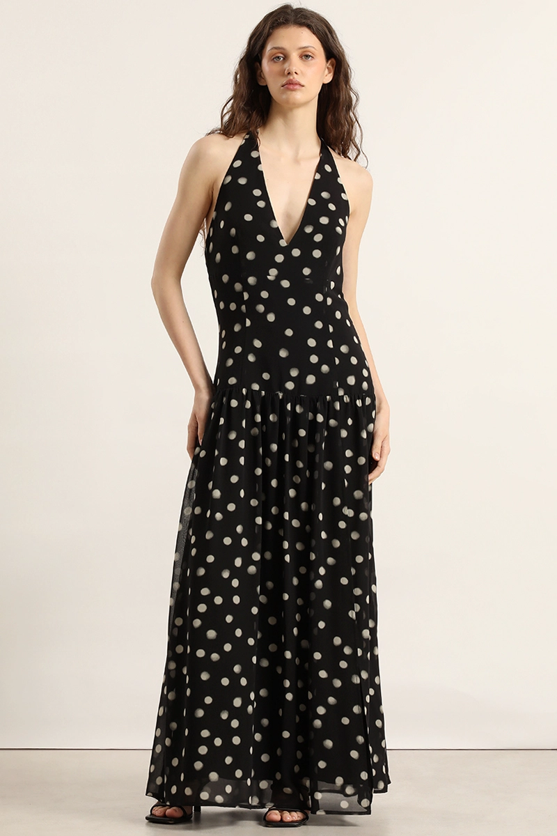 VESTIDO MAXI, LUNARES, NEGRO LIOLA - 4