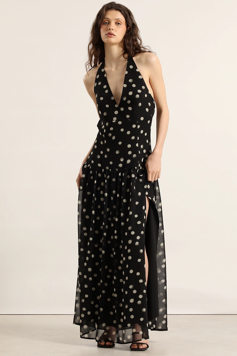 VESTIDO MAXI, LUNARES, NEGRO LIOLA - 7