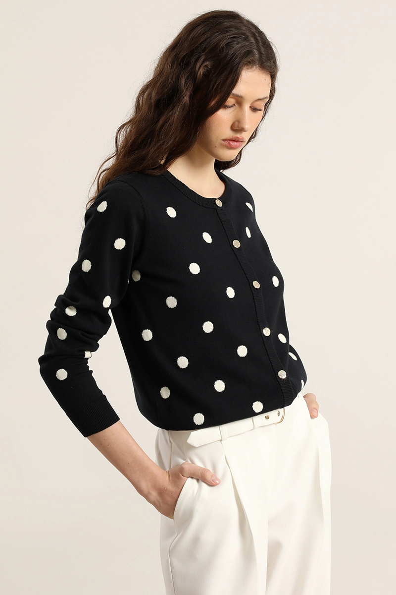 CARDIGAN PUNTO LUNARES, AZUL LIOLA - 2
