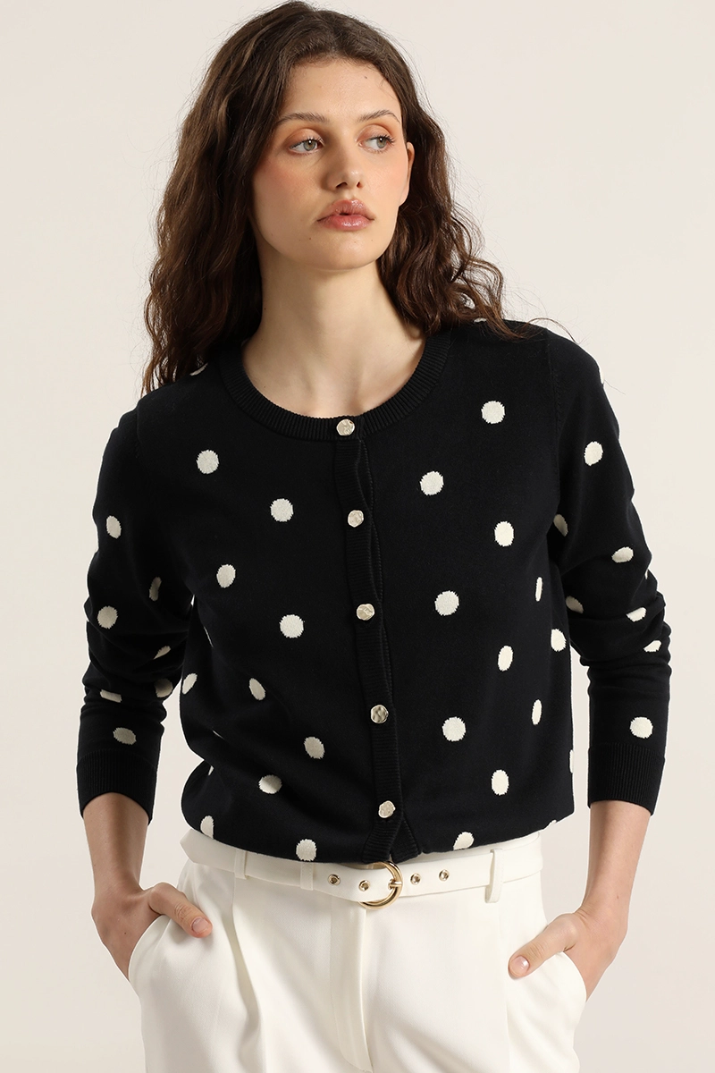 CARDIGAN PUNTO LUNARES, AZUL LIOLA - 3