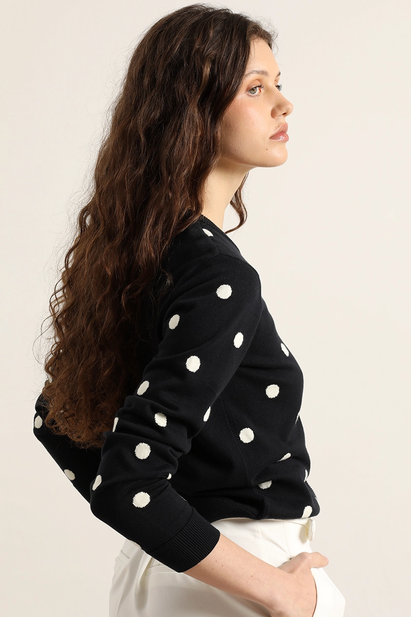 CARDIGAN PUNTO LUNARES, AZUL LIOLA - 4