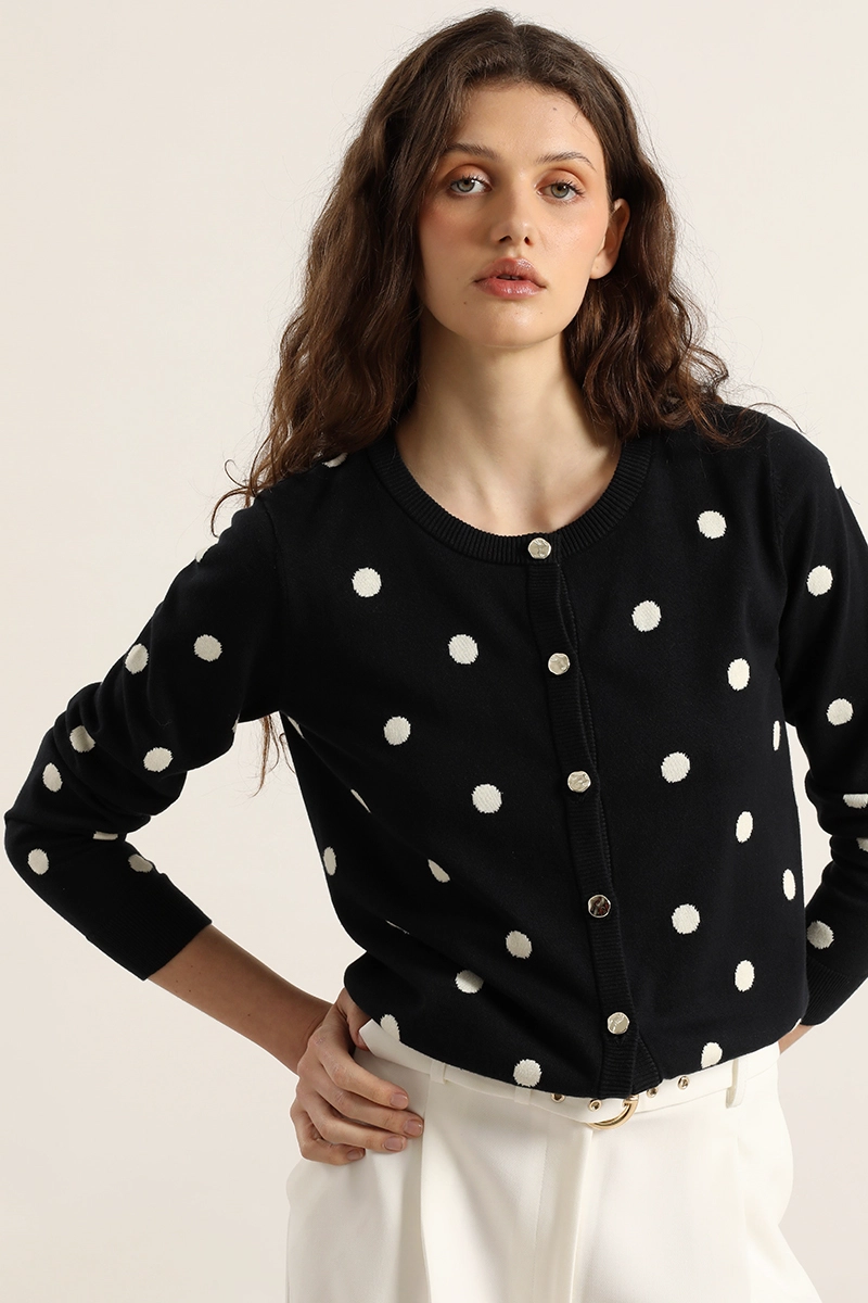 CARDIGAN PUNTO LUNARES, AZUL LIOLA - 5