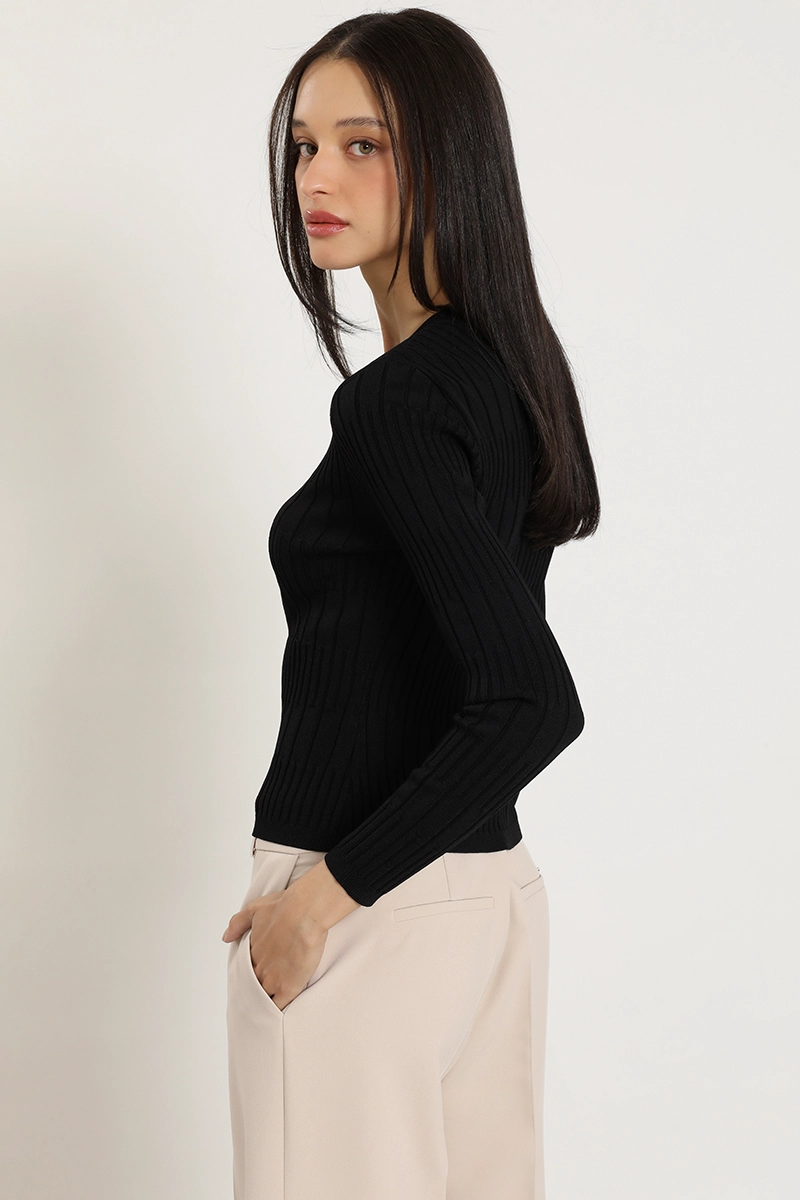 CARDIGAN PUNTO, BOTON FANTASIA, NEGRO LIOLA - 6