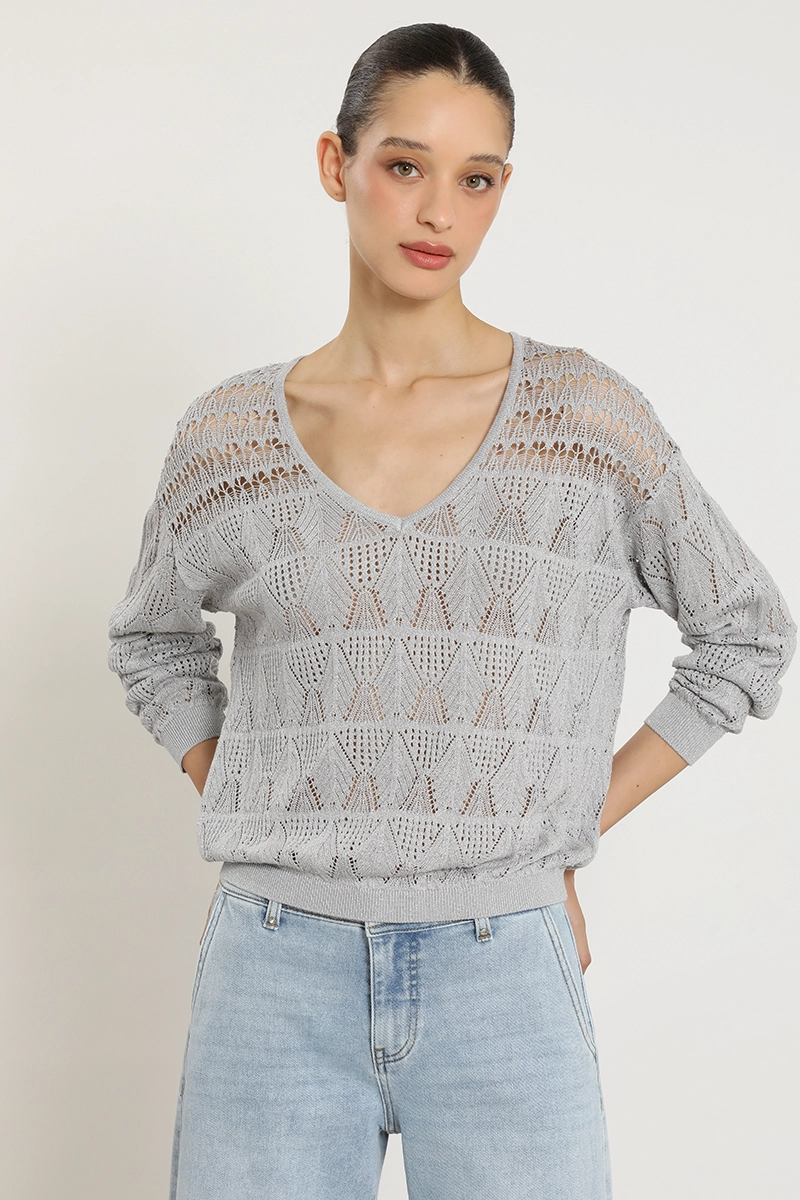 SWEATER PUNTO, FANTASIA TRANSPARENTE, PLATEADO LIOLA - 1