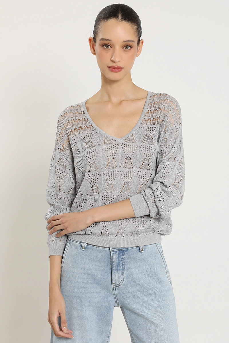 SWEATER PUNTO, FANTASIA TRANSPARENTE, PLATEADO LIOLA - 5
