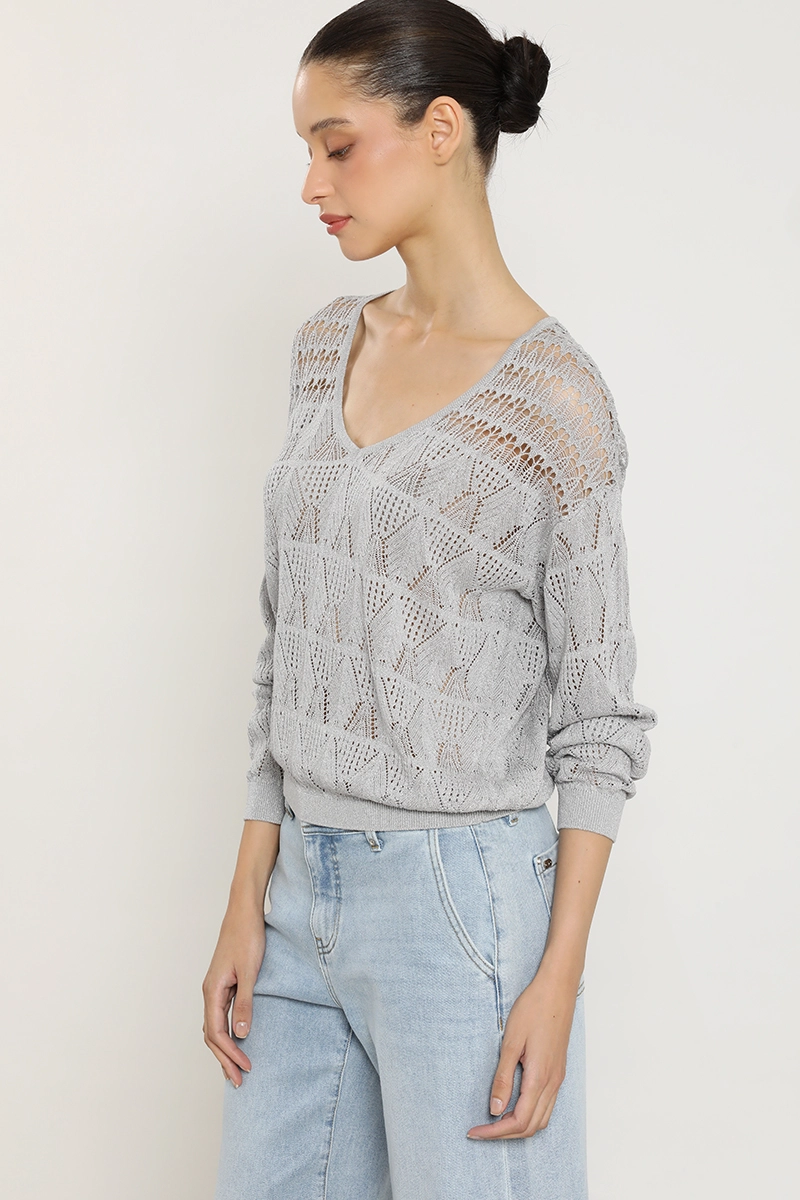 SWEATER PUNTO, FANTASIA TRANSPARENTE, PLATEADO LIOLA - 6