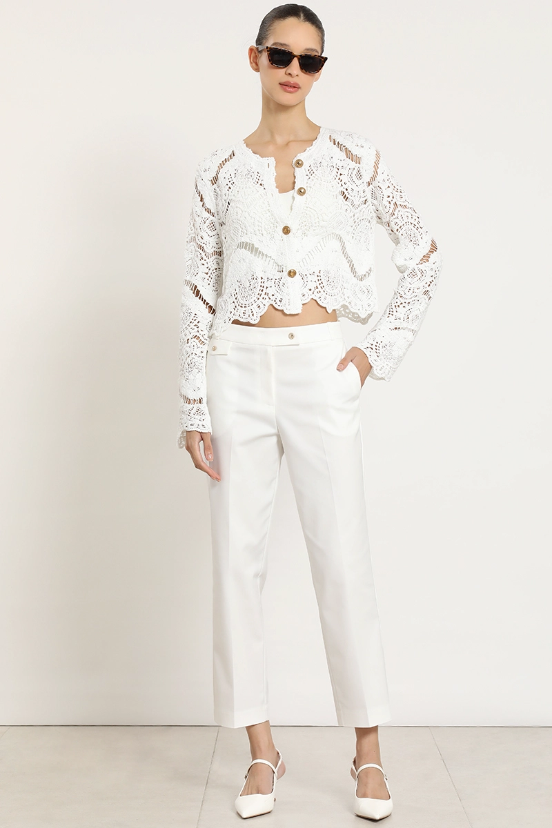 CARDIGAN PUNTO, MACRAME FANTASIA, CRUDO LIOLA - 4