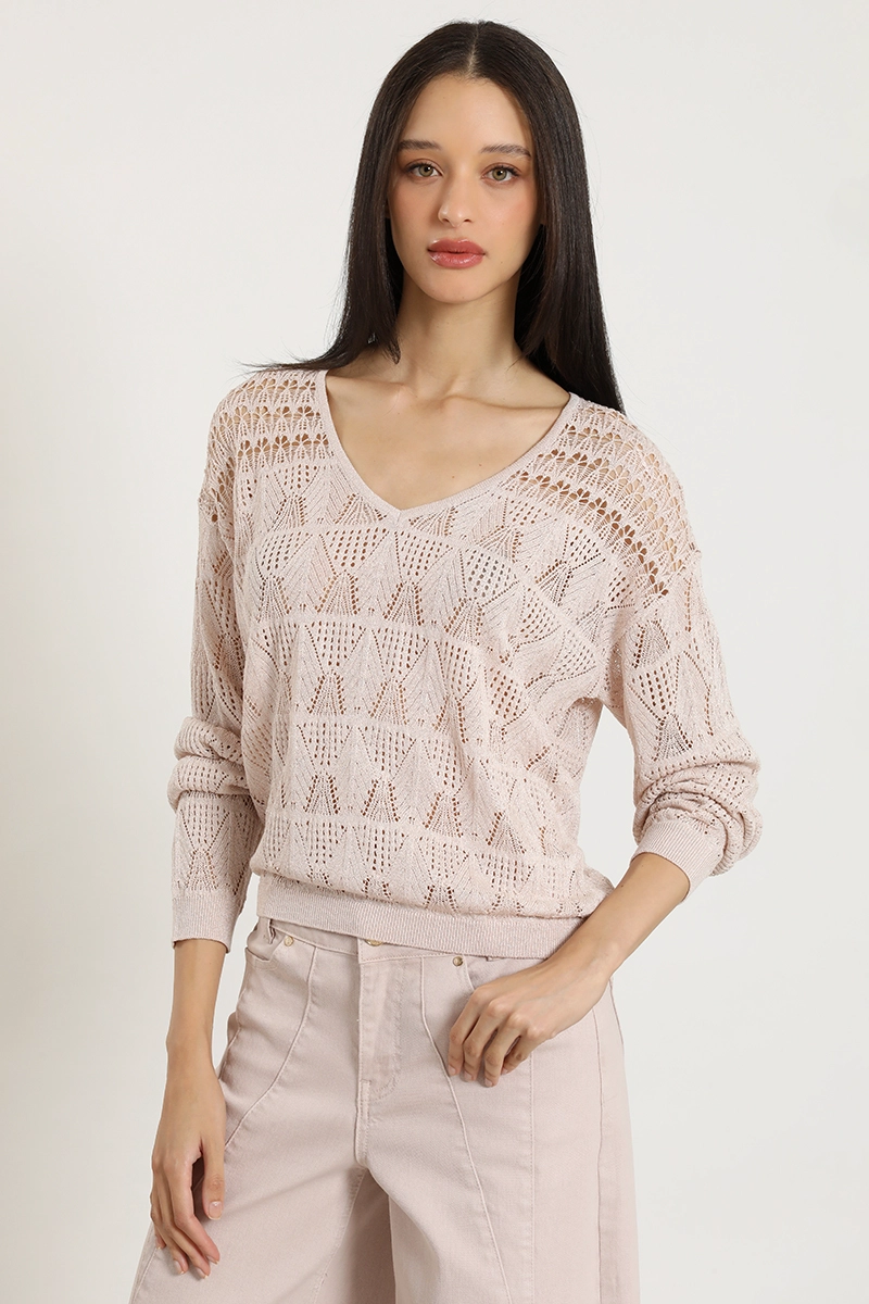SWEATER PUNTO, FANTASIA TRANSPARENTE, ROSA LIOLA - 2