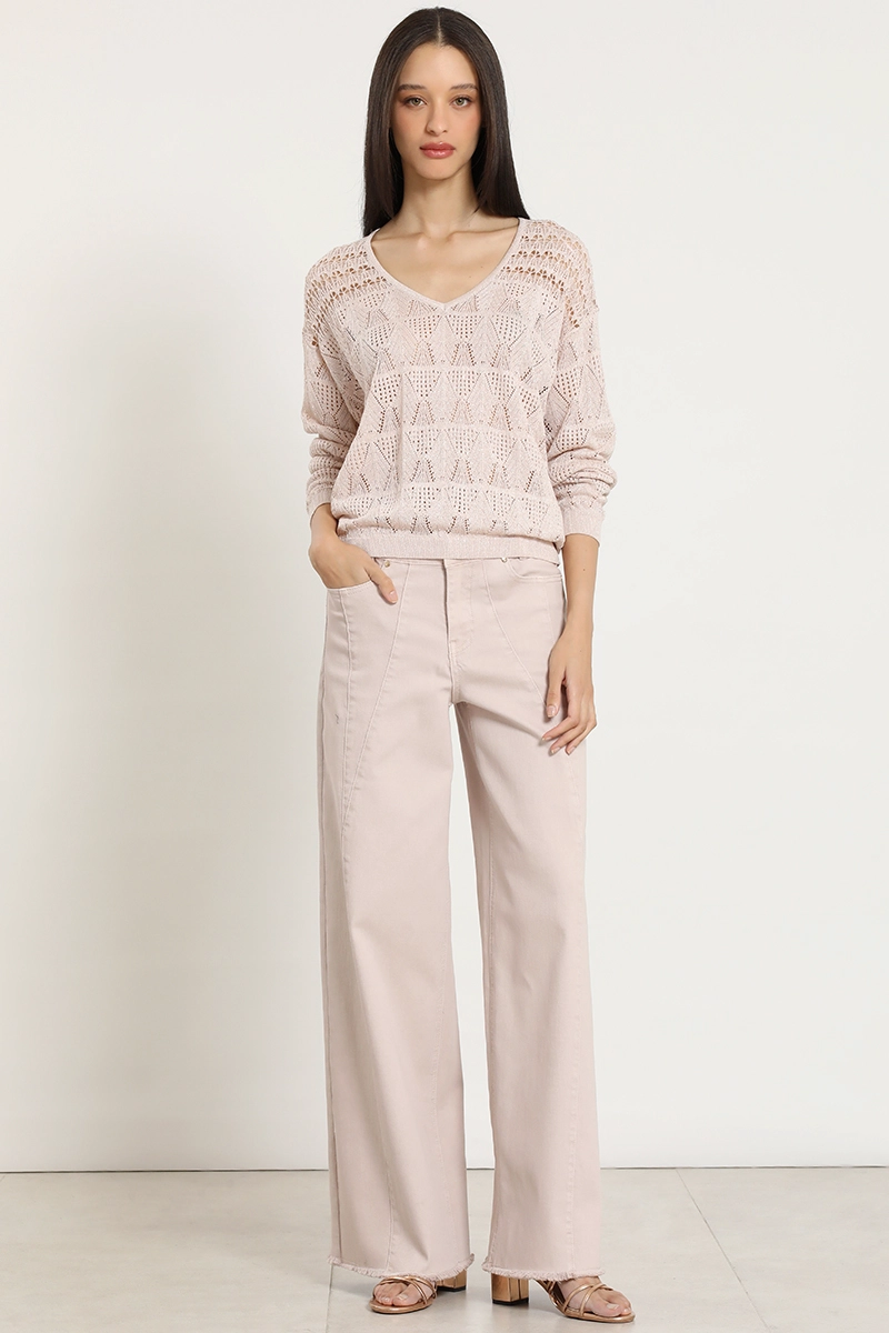 SWEATER PUNTO, FANTASIA TRANSPARENTE, ROSA LIOLA - 4
