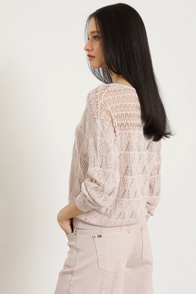 SWEATER PUNTO, FANTASIA TRANSPARENTE, ROSA LIOLA - 6