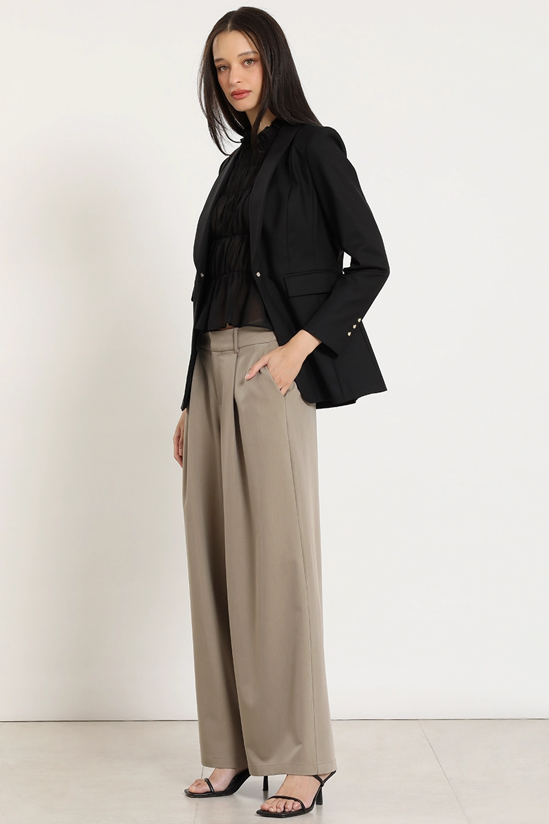 BLAZER ENTALLADO CUELLO SMOKING, NEGRO LIOLA - 6