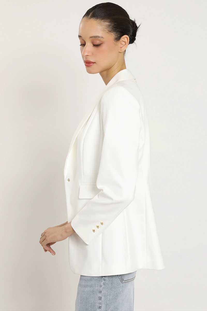BLAZER ENTALLADO CUELLO SMOKING, CRUDO LIOLA - 3