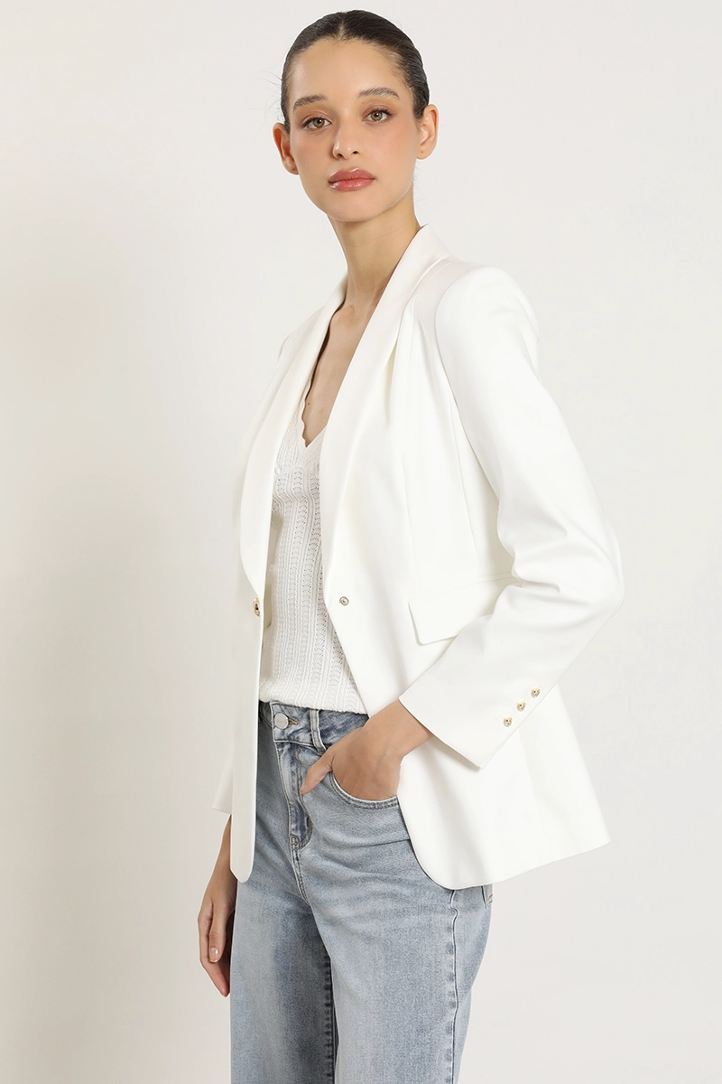 BLAZER ENTALLADO CUELLO SMOKING, CRUDO LIOLA - 4