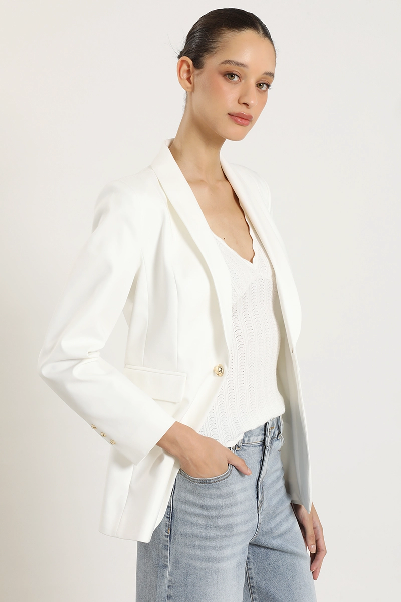 BLAZER ENTALLADO CUELLO SMOKING, CRUDO LIOLA - 7