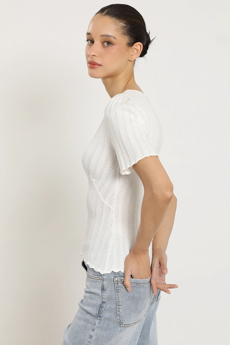 POLERA PUNTO, ESCOTE V, CRUDO LIOLA - 4
