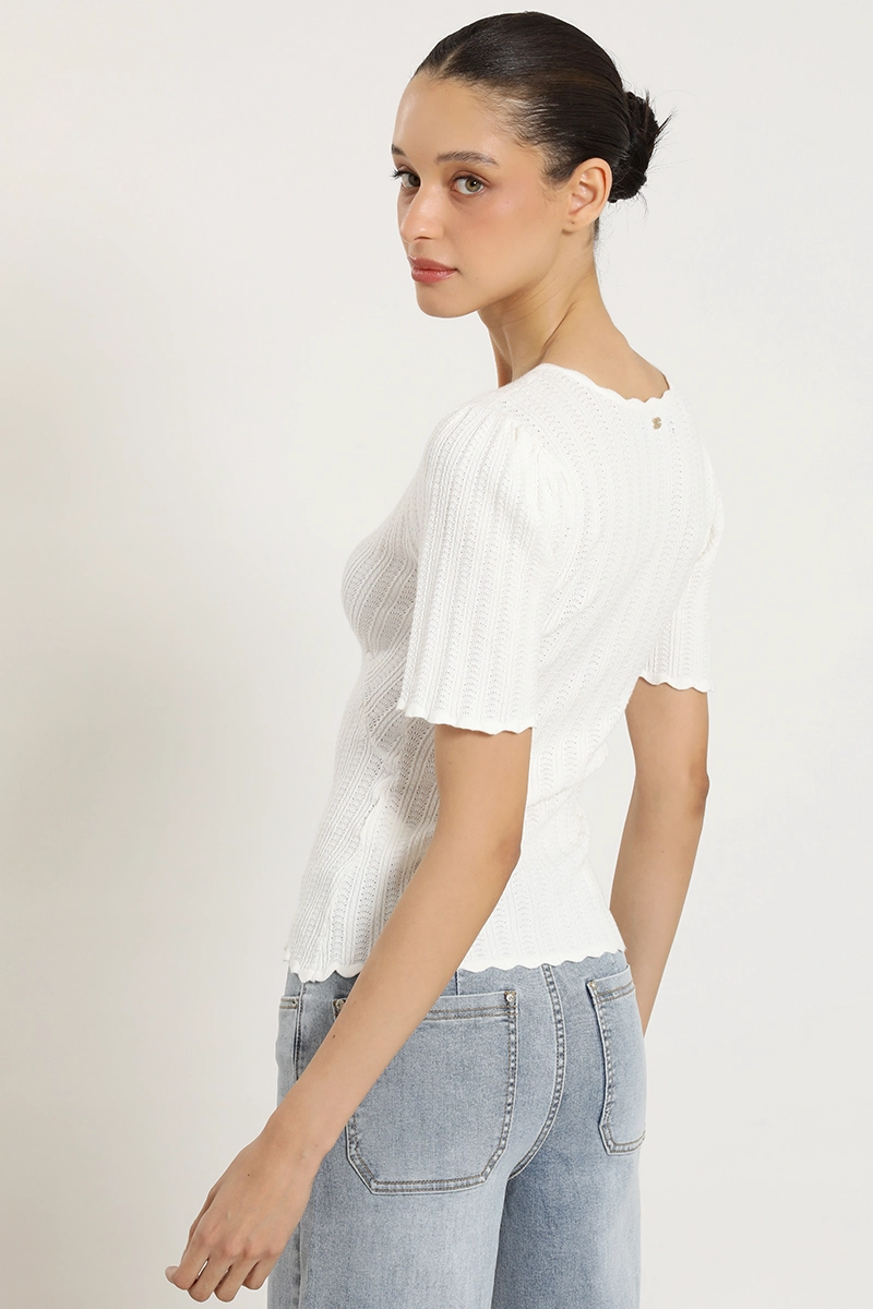 POLERA PUNTO, ESCOTE V, CRUDO LIOLA - 5