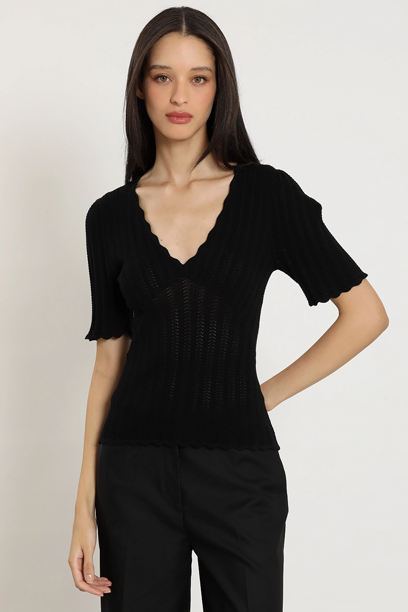 TOP PUNTO, ESCOTE V, NEGRO LIOLA - 1
