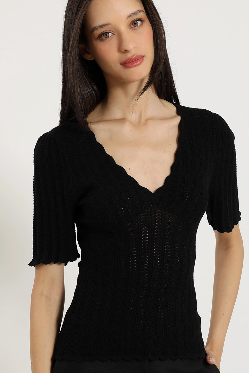 TOP PUNTO, ESCOTE V, NEGRO LIOLA - 2