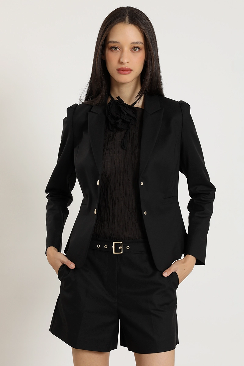 BLAZER ENTALLADO HOMBRO FANTASIA, NEGRO LIOLA - 3