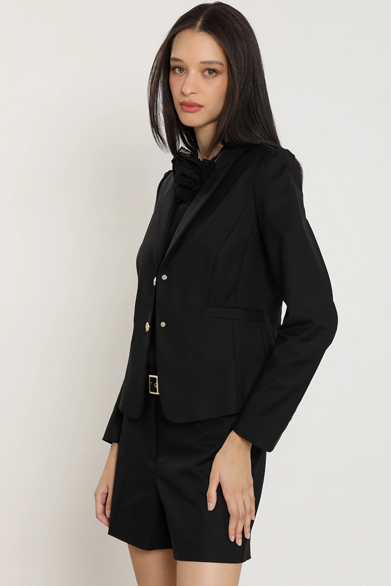 BLAZER ENTALLADO HOMBRO FANTASIA, NEGRO LIOLA - 4