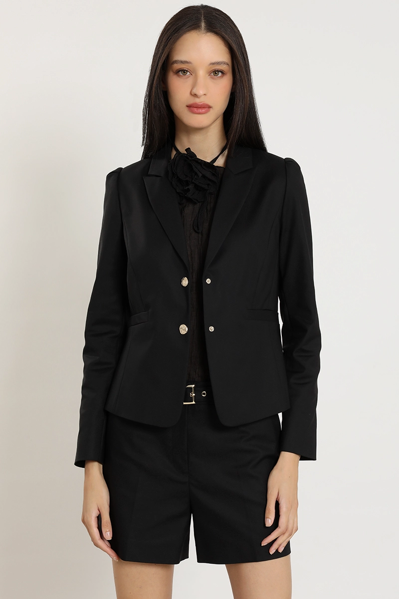 BLAZER ENTALLADO HOMBRO FANTASIA, NEGRO LIOLA - 5