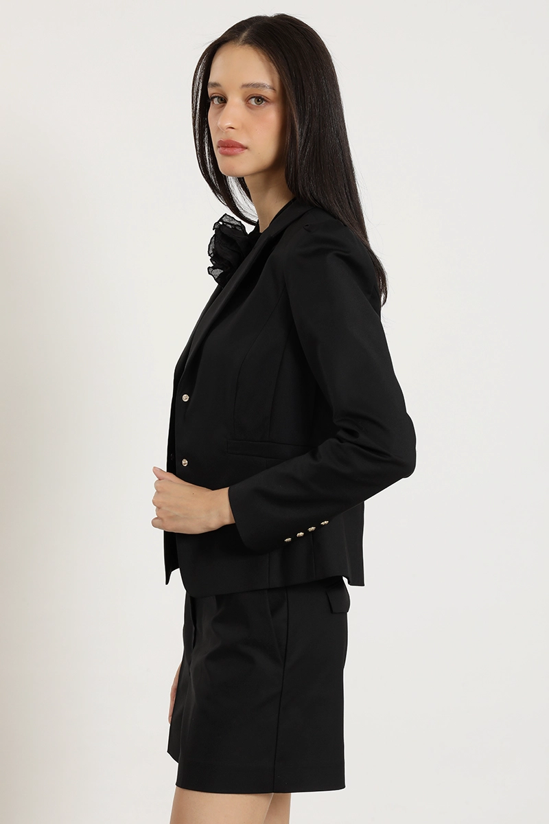 BLAZER ENTALLADO HOMBRO FANTASIA, NEGRO LIOLA - 7