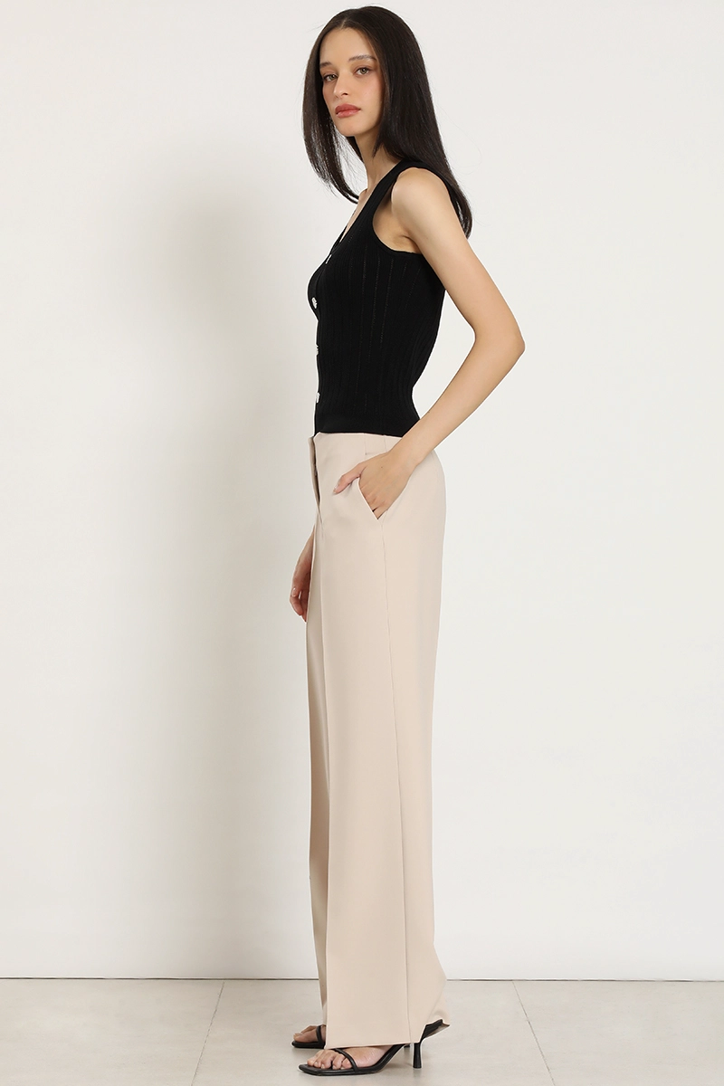 PANTALON ANCHO, TIRO ALTO, BEIGE LIOLA - 2