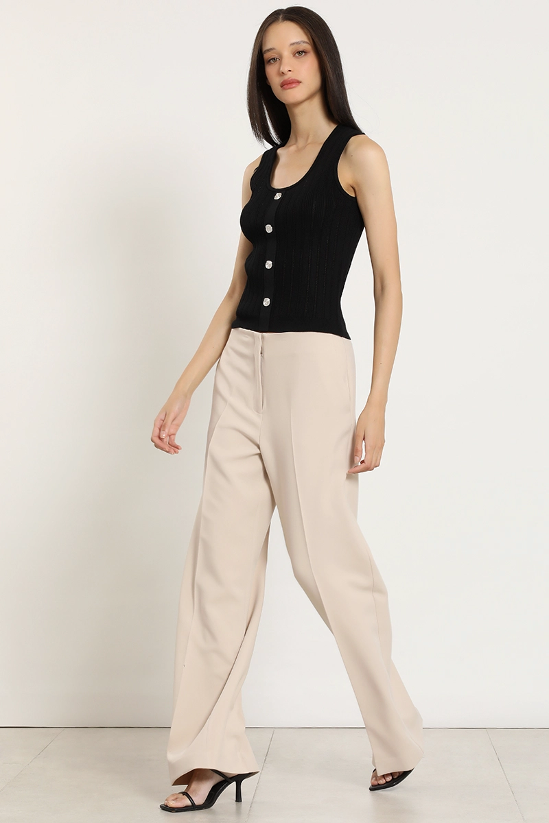 PANTALON ANCHO, TIRO ALTO, BEIGE LIOLA - 3