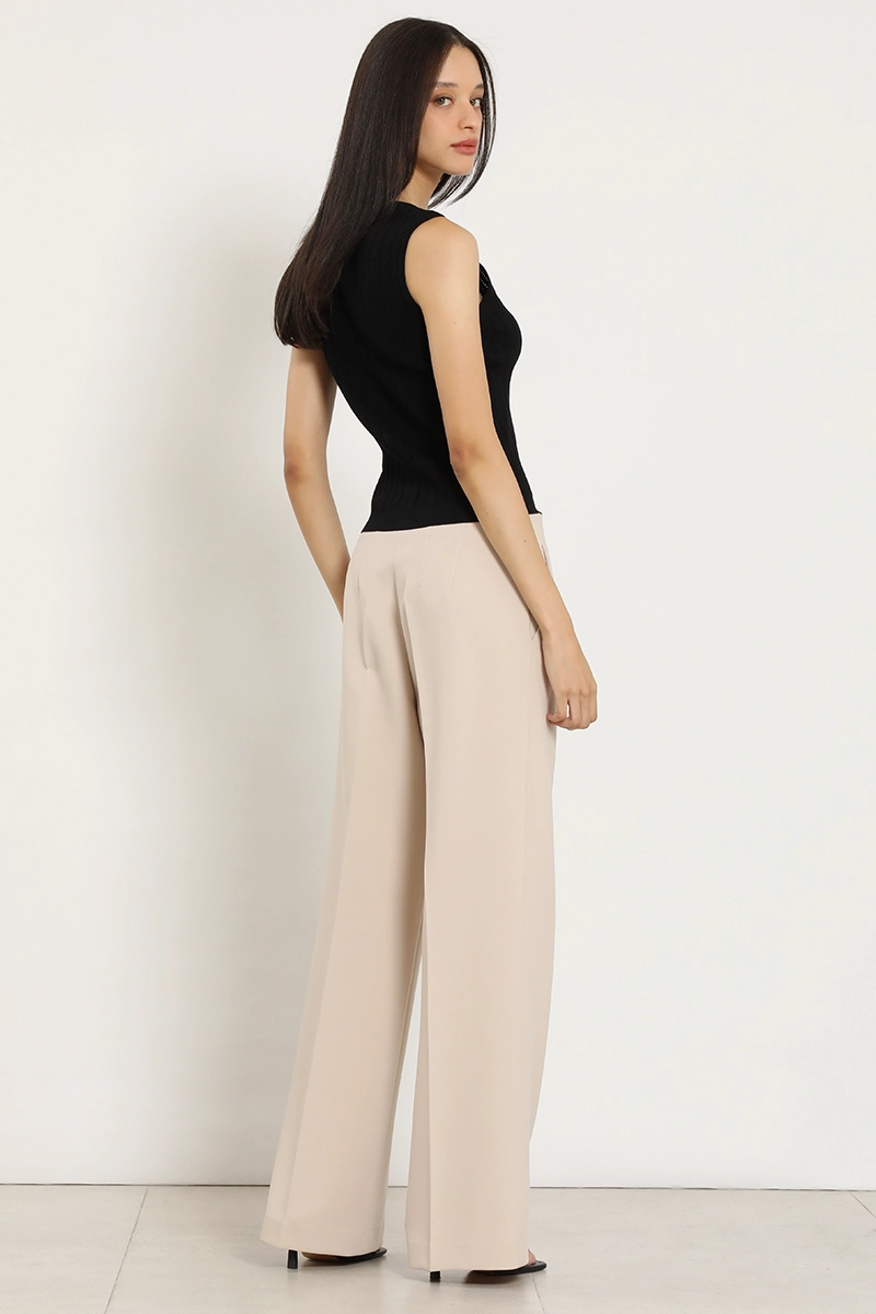 PANTALON ANCHO, TIRO ALTO, BEIGE LIOLA - 5