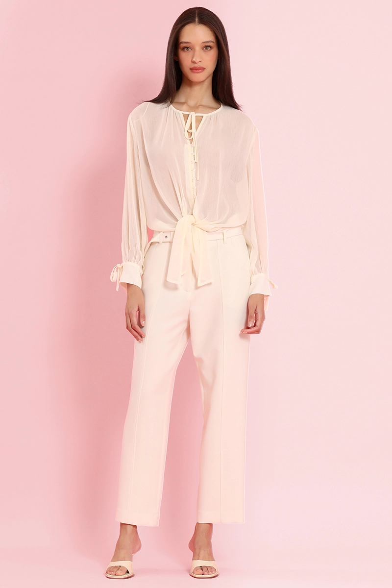 PANTALON SASTRE CON CINTURON, VAINILLA LIOLA - 1