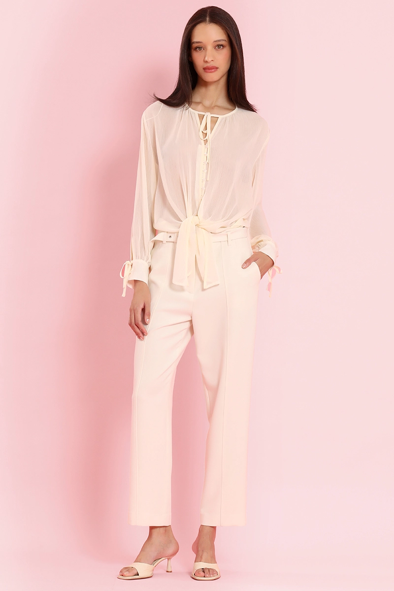 PANTALON SASTRE CON CINTURON, VAINILLA LIOLA - 4