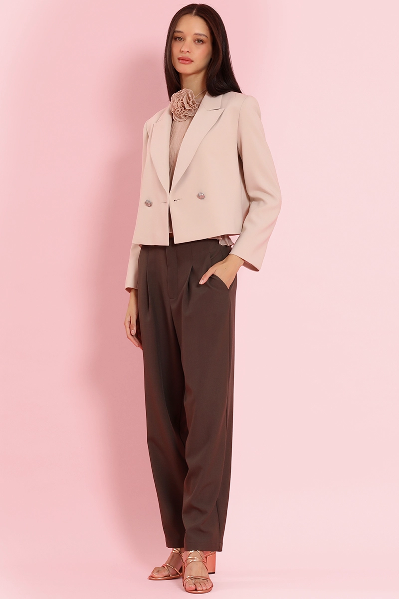 BLAZER CROPPED, CRUZADO, BEIGE LIOLA - 2