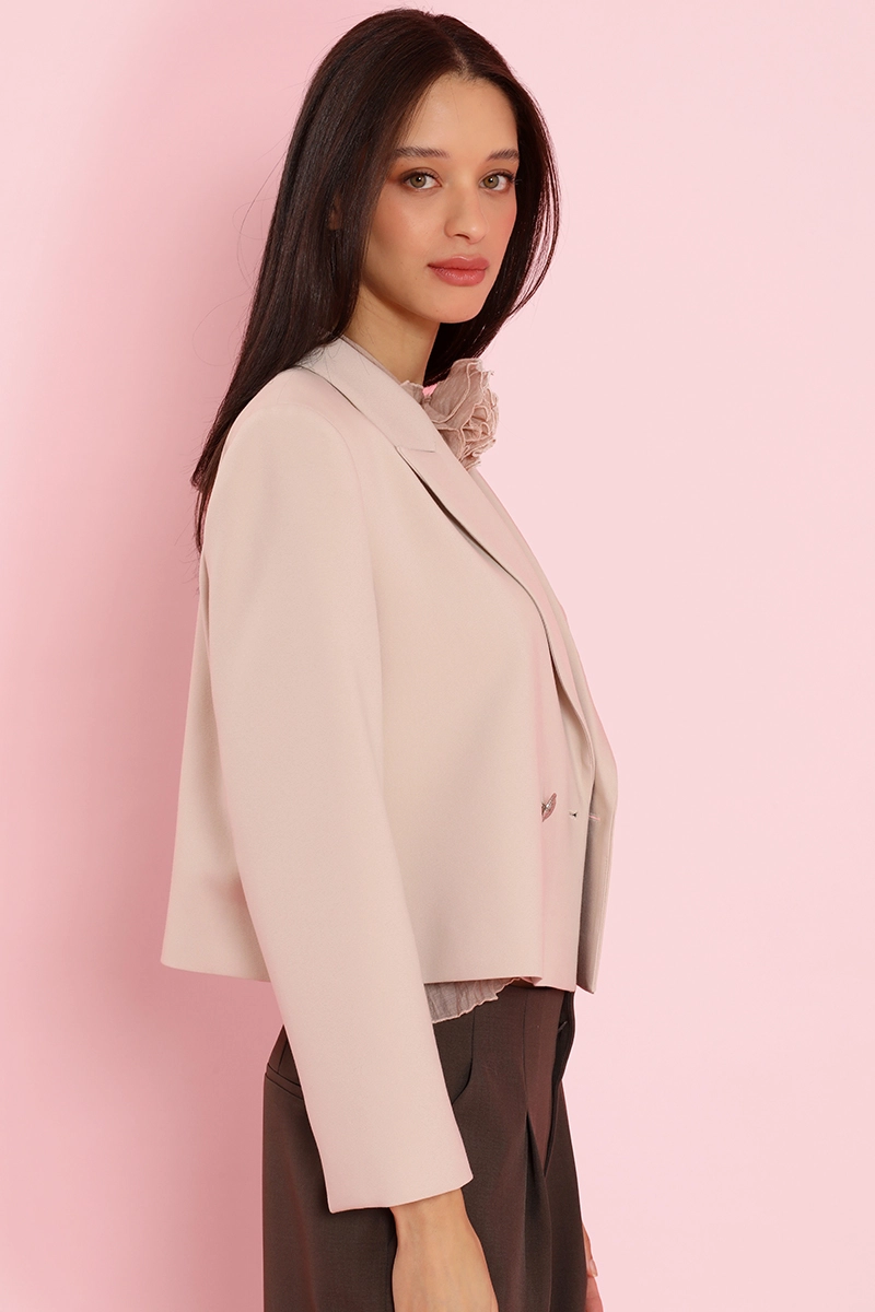 BLAZER CROPPED, CRUZADO, BEIGE LIOLA - 3