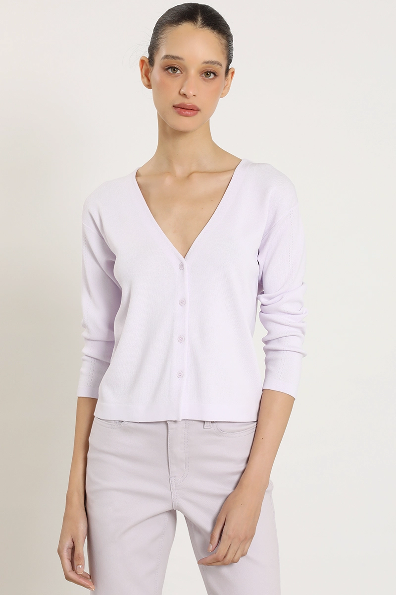 CARDIGAN BASICO PUNTO, LILA LIOLA - 5