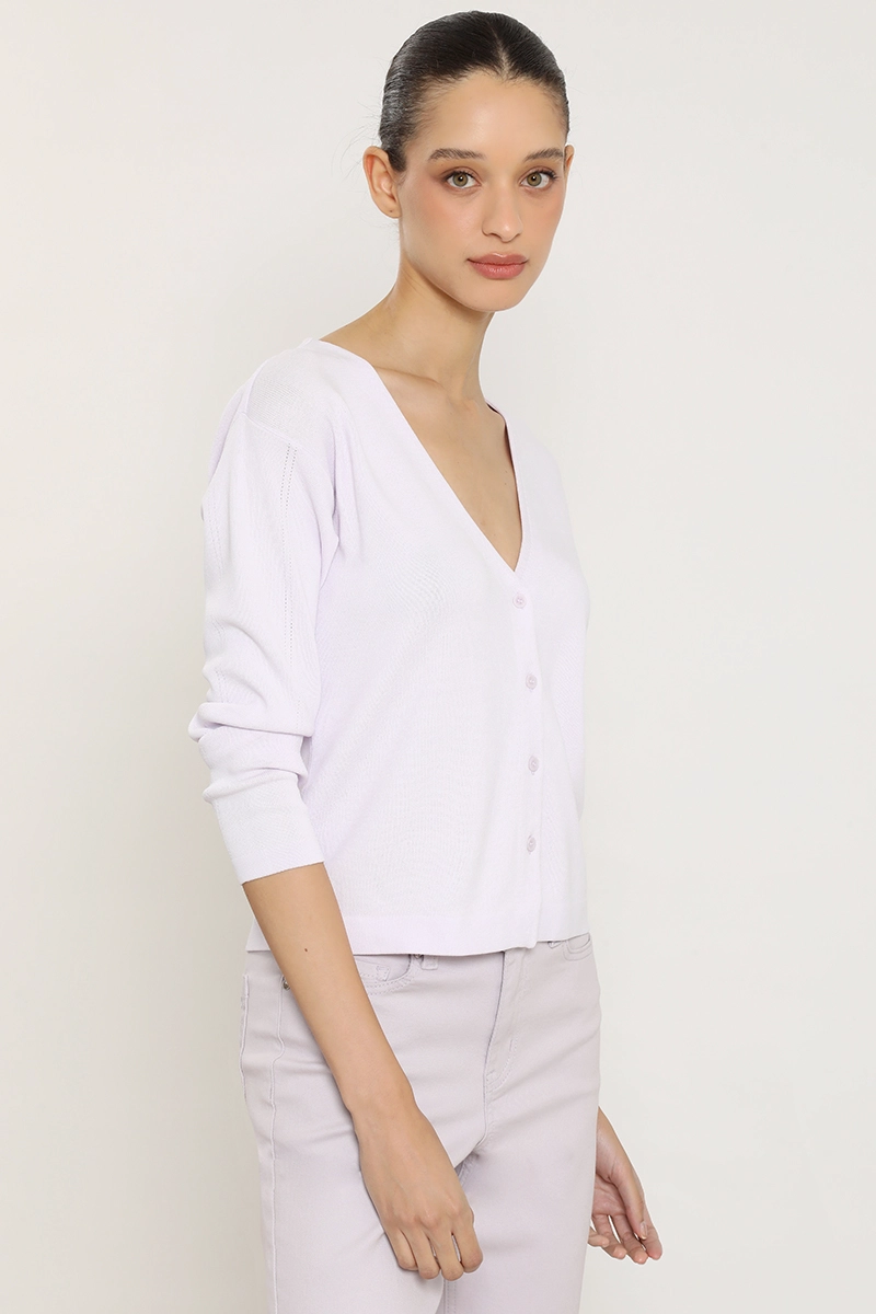 CARDIGAN BASICO PUNTO, LILA LIOLA - 6
