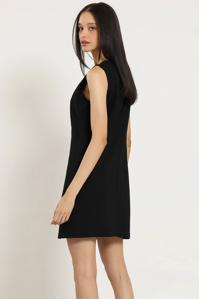 VESTIDO CORTO, BASICO, NEGRO LIOLA - 5