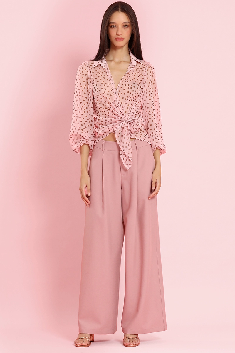 PANTALON ANCHO CON PINZAS, ROSA LIOLA - 1