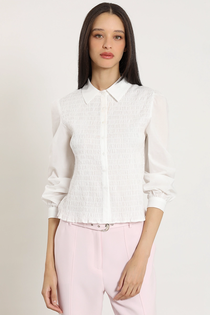 BLUSA POPLIN, PANAL ELASTICADO, CRUDO LIOLA - 3