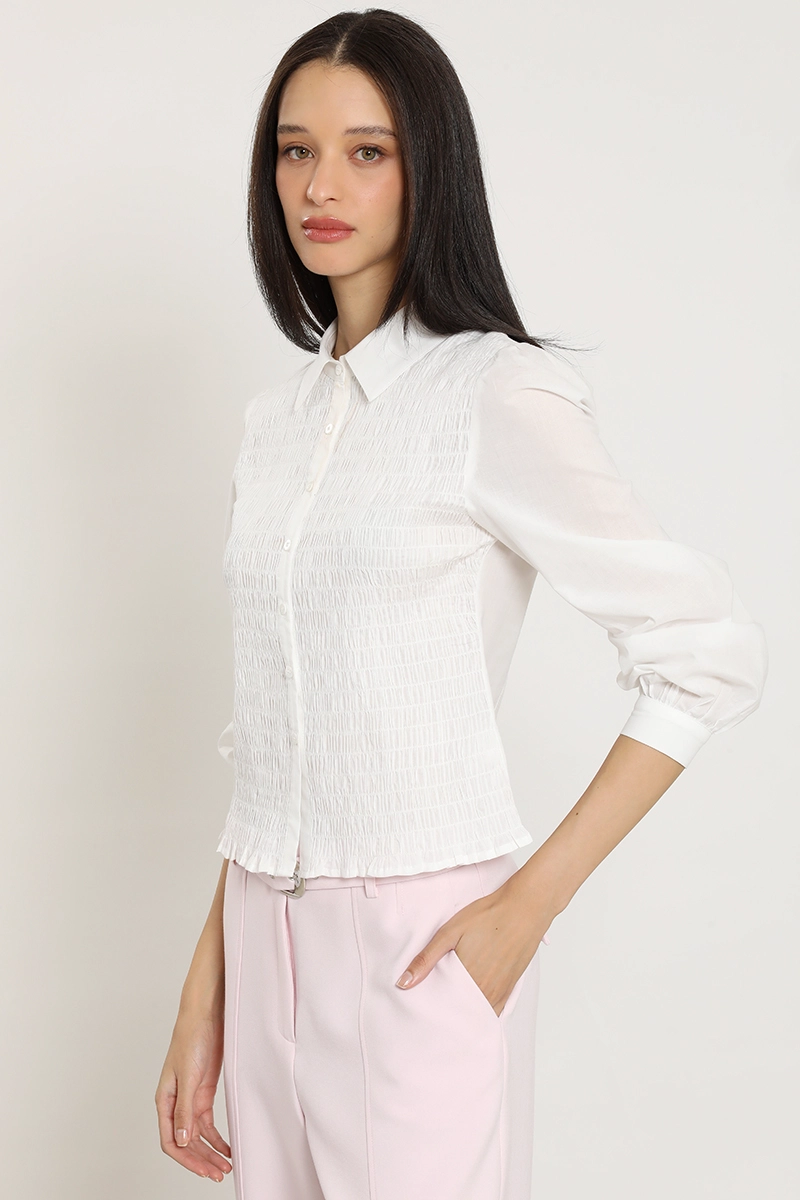 BLUSA POPLIN, PANAL ELASTICADO, CRUDO LIOLA - 4