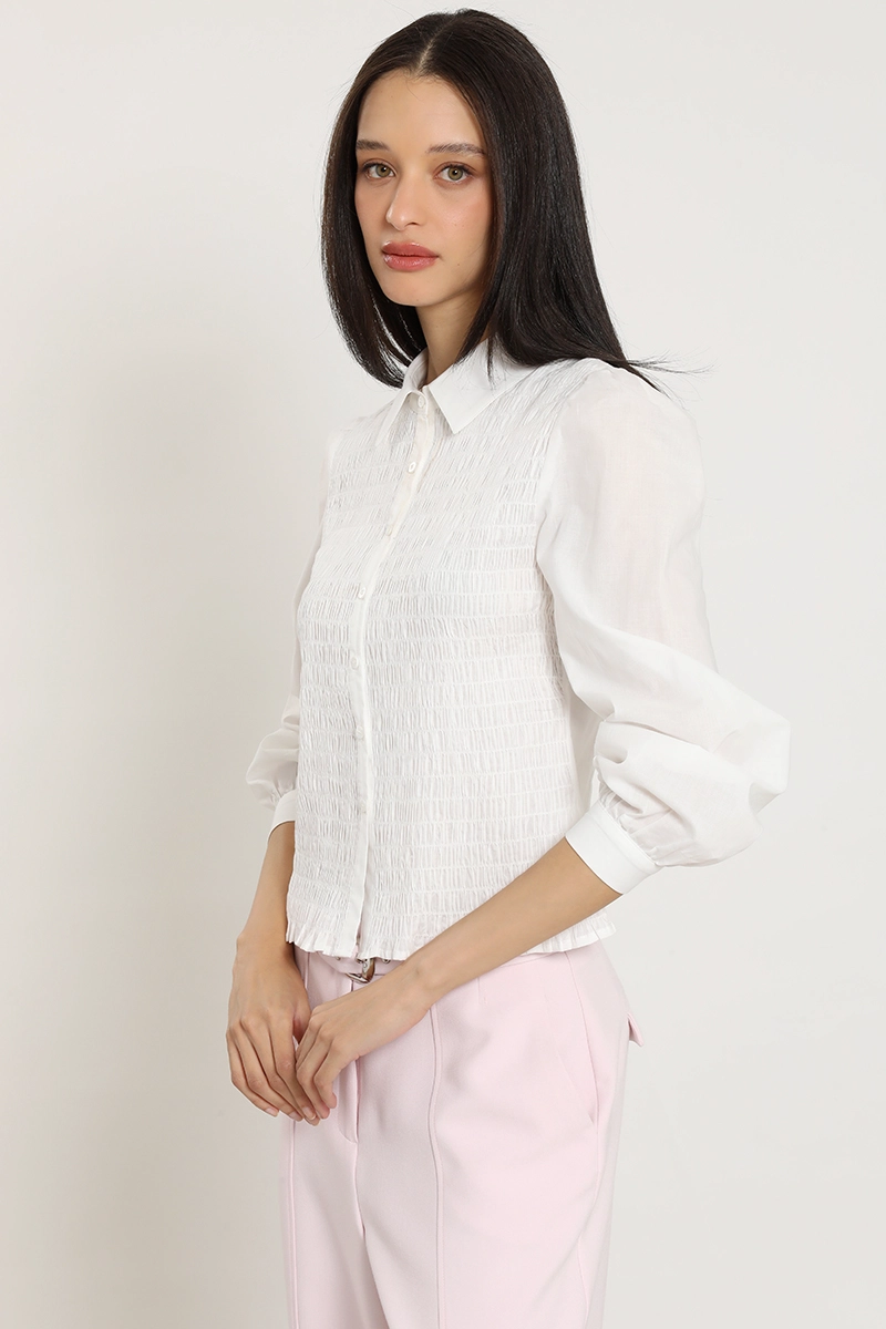 BLUSA POPLIN, PANAL ELASTICADO, CRUDO LIOLA - 5