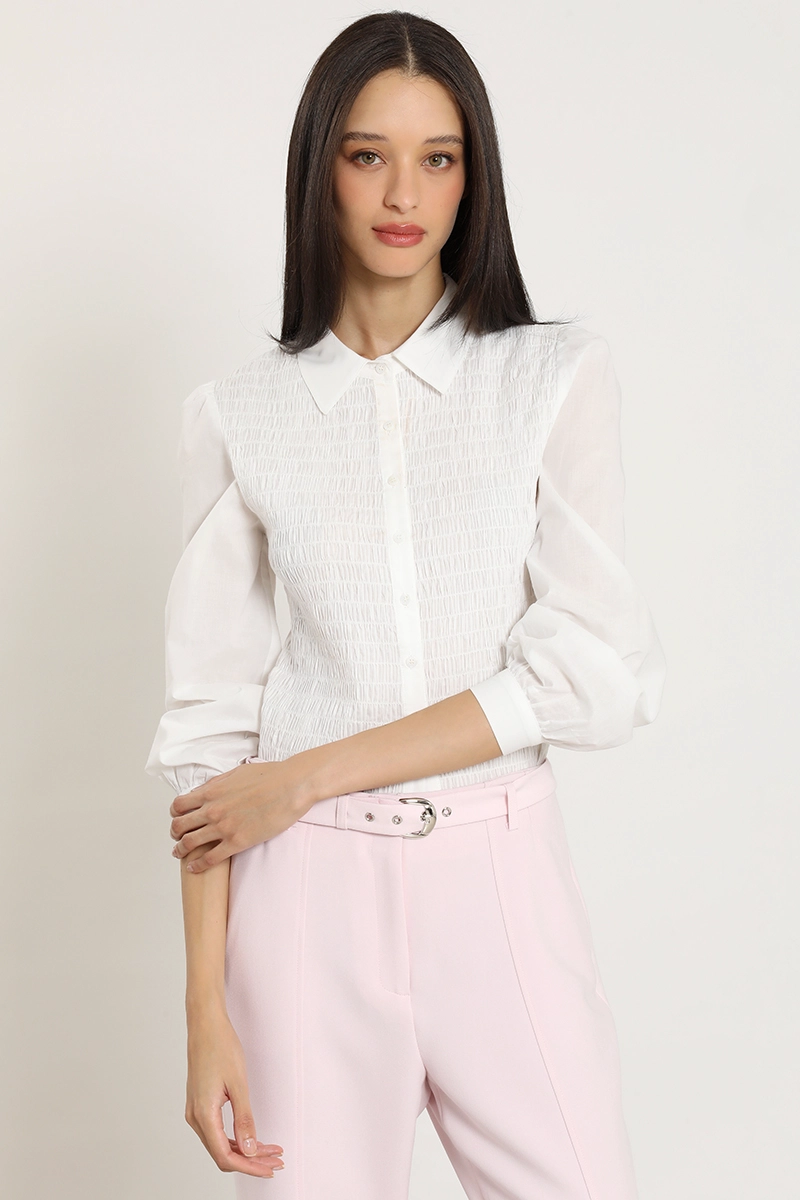 BLUSA POPLIN, PANAL ELASTICADO, CRUDO LIOLA - 6