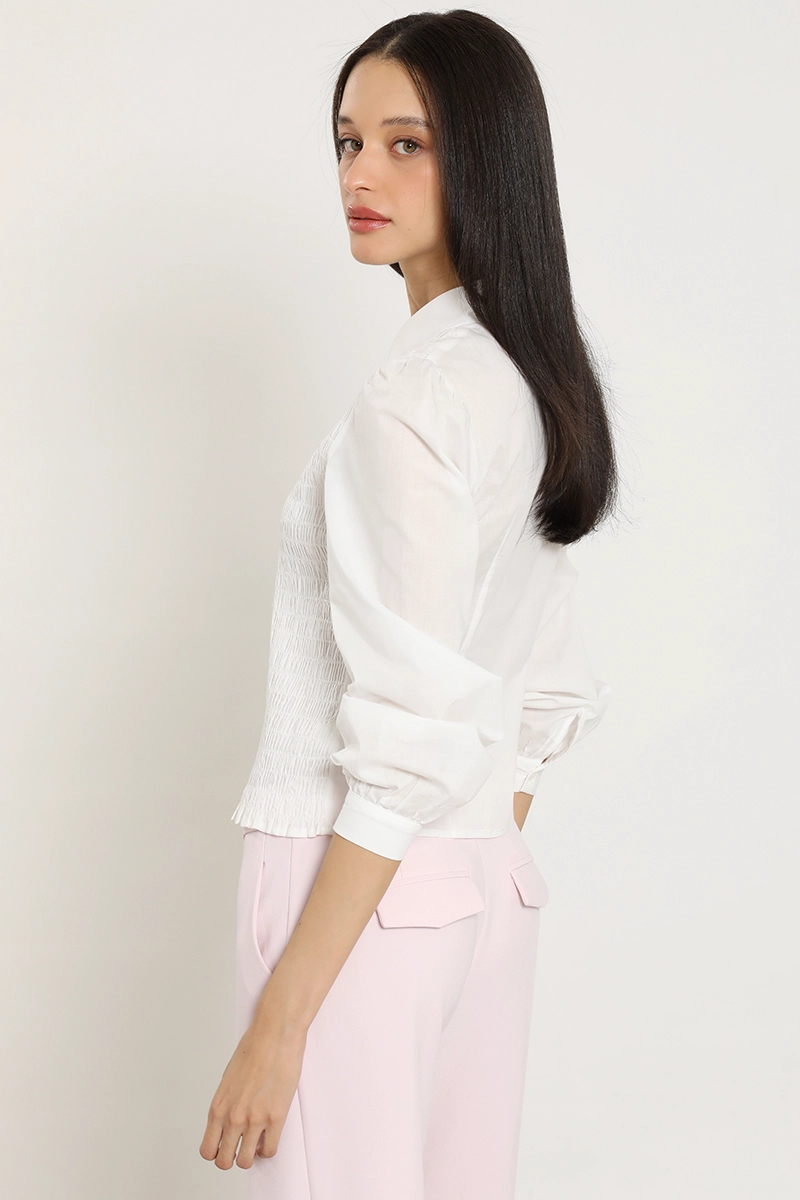 BLUSA POPLIN, PANAL ELASTICADO, CRUDO LIOLA - 7