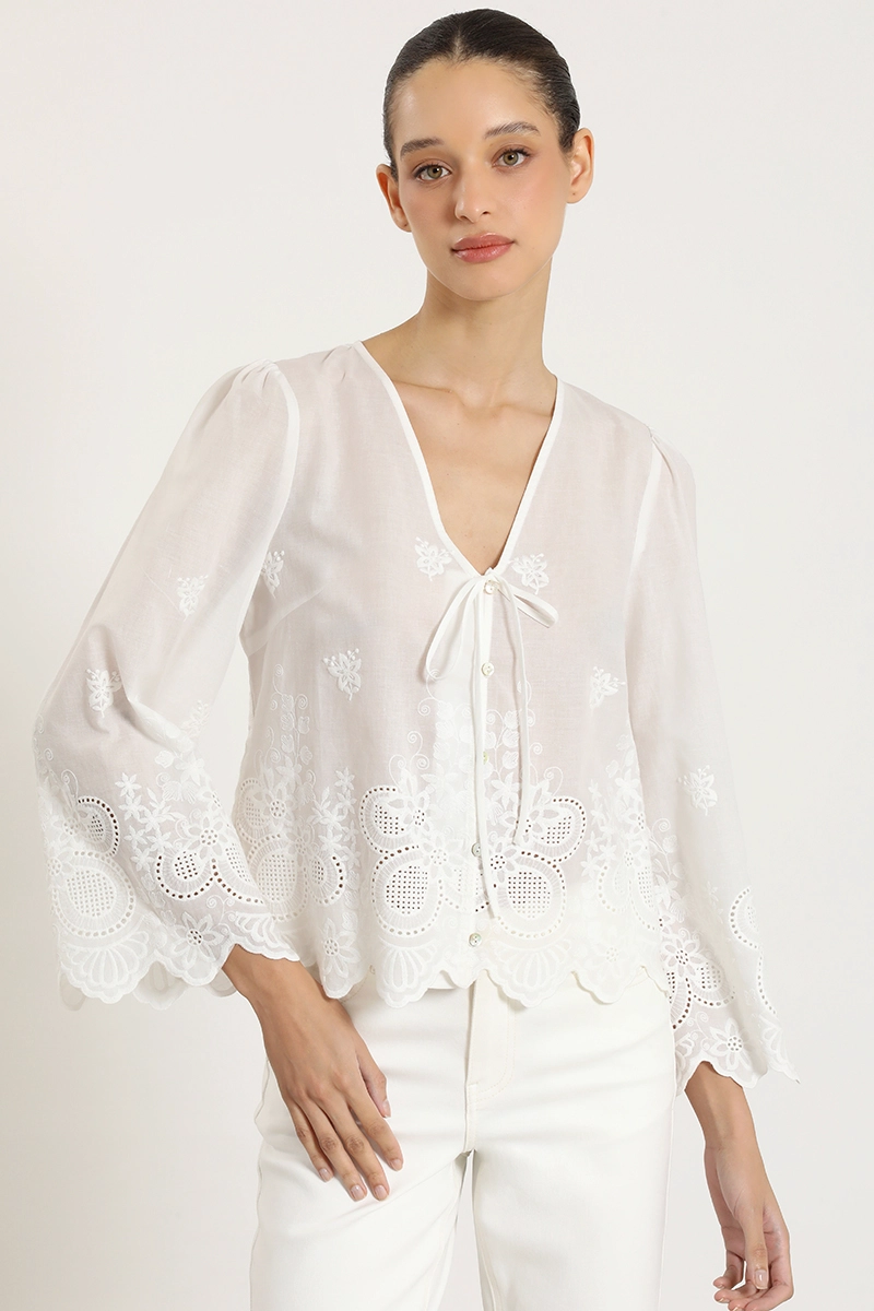 BLUSA ALGODON, APLICACION FANTASIA, CRUDO LIOLA - 1