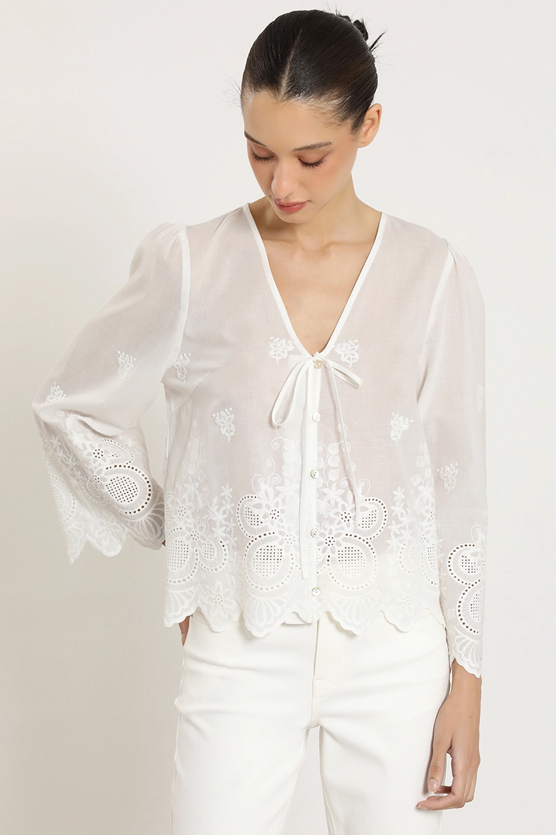 BLUSA ALGODON, APLICACION FANTASIA, CRUDO LIOLA - 3