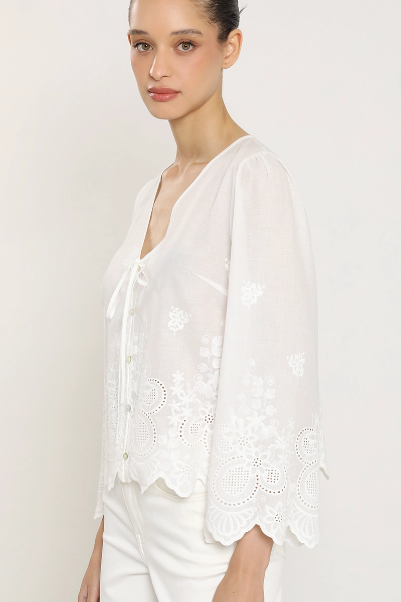 BLUSA ALGODON, APLICACION FANTASIA, CRUDO LIOLA - 4