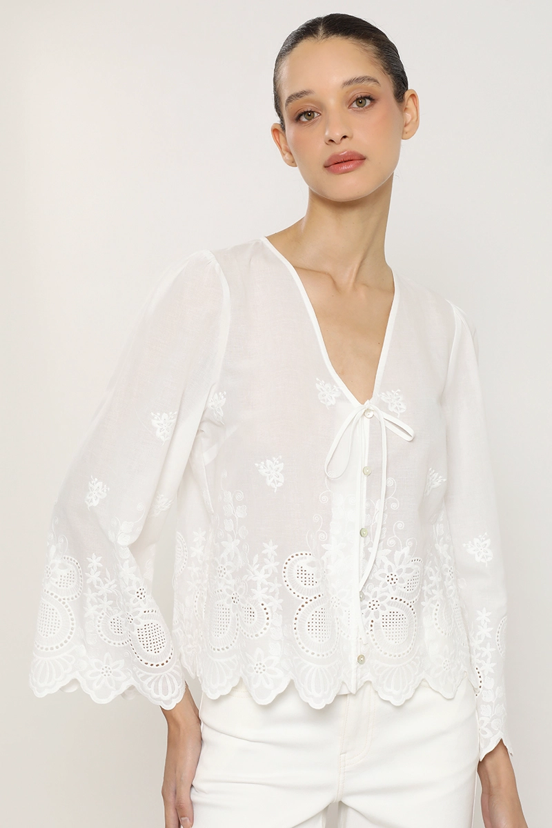 BLUSA ALGODON, APLICACION FANTASIA, CRUDO LIOLA - 5