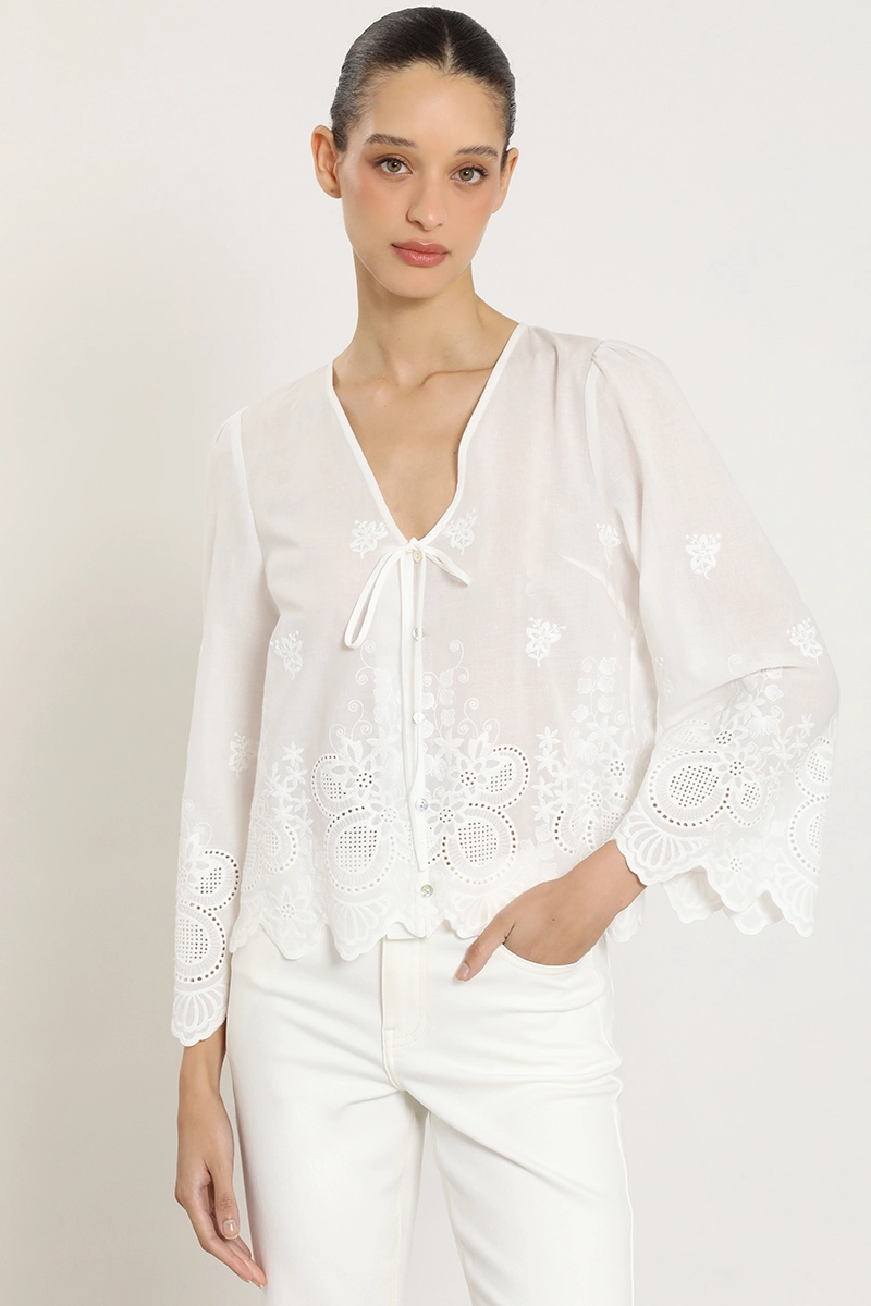 BLUSA ALGODON, APLICACION FANTASIA, CRUDO LIOLA - 6
