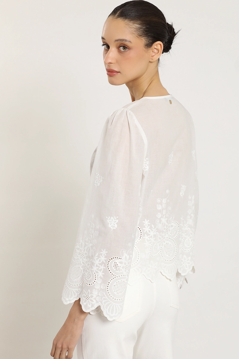 BLUSA ALGODON, APLICACION FANTASIA, CRUDO LIOLA - 7