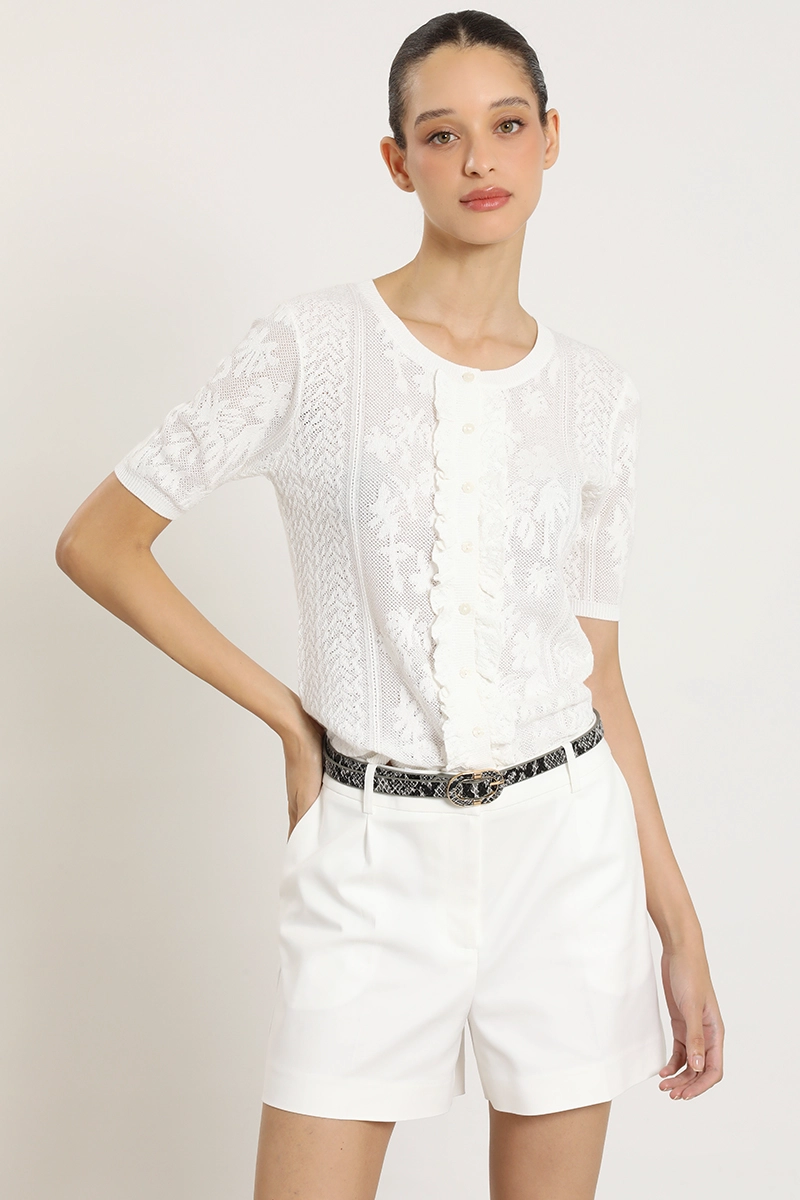 CARDIGAN PUNTO, FANTASIA TRANSPARENTE, CRUDO LIOLA - 1